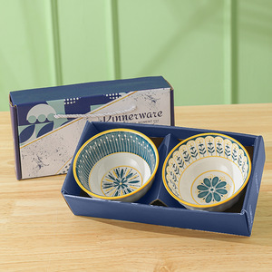 Nordic Japandi Design Disposable Ceramic Dinnerware Set Small Home or Business Use Elegant Bowls and Plates in Plant Gift Box - Product Image 6