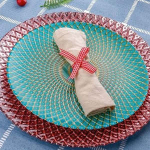 Dwax Model 159 Fruit Plate American Celebrity Eco-Friendly Kiln Glass Gold Inlay Peacock Platter Green Pineapple <strong>Candy</strong> <strong>Tray</strong> Flat - Product Image 6