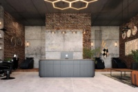 Ensemble complet de mobilier de salon de coiffure pour hommes personnalisé avec miroir LED et postes de coiffage