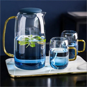 Carafe <span class=keywords><strong>à</strong></span> <span class=keywords><strong>eau</strong></span> froide en <span class=keywords><strong>verre</strong></span> de style nordique avec couvercle, dégradé <span class=keywords><strong>bleu</strong></span>, épaissie, pichet <span class=keywords><strong>à</strong></span> jus, bouteille d'<span class=keywords><strong>eau</strong></span> résistante <span class=keywords><strong>à</strong></span> la chaleur - Product Image 5