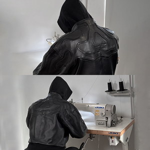 Giacca in <span class=keywords><strong>Pelle</strong></span> Vintage Oversize Personalizzata YYSY OEM, Cappotto Invernale da Motociclista, <span class=keywords><strong>Bomber</strong></span> Varsity in <span class=keywords><strong>Pelle</strong></span> per <span class=keywords><strong>Uomo</strong></span> - Product Image 3