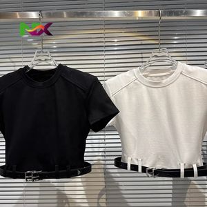 <span class=keywords><strong>Camiseta</strong></span> Corta Ecológica para Mujer con Tela de Malla, Cinturón de Pana y <span class=keywords><strong>Hombreras</strong></span> - Product Image 2