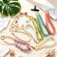 Manik-manik Bunga Lei Hawaii dari Resin Gading Berukir Pikake, Untaian Manik-manik untuk Tali Tas dan Gantungan Kunci, Dilengkapi dengan Patch Baja Tahan Karat