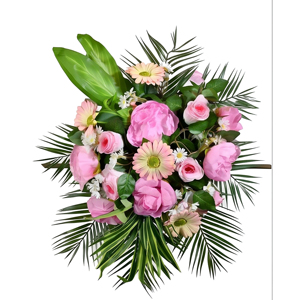 <b>Artificial</b> Pink Rose and Daisy <b>Bouquet</b> Decorative Wreath and Swag Floral Arrangement for Home Wedding Wall Decor - Product Image 1