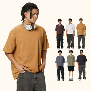 Camiseta Lisa de Algodón 100% de Alto Gramaje con Efecto Lavado, Personalizable con Logotipo, Oversize, de Lujo, Estilo Boxy y Corta para Hombre - Product Image 2