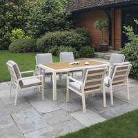 Ensemble de table à manger en aluminium BHR pour l'extérieur, design scandinave, mobilier moderne pour 6 chaises, métal blanc
