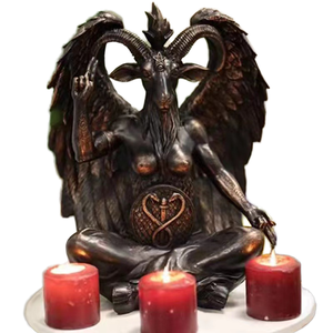 Statue d'Idole Satanique Baphomet Chèvre en Résine Peinte à la Main, Durable, pour <span class=keywords><strong>Église</strong></span> Sataniste, Modèle <span class=keywords><strong>de</strong></span> Sculpture d'Autel <span class=keywords><strong>de</strong></span> Mendes, Figurine Occulte Illuminati - Product Image 1