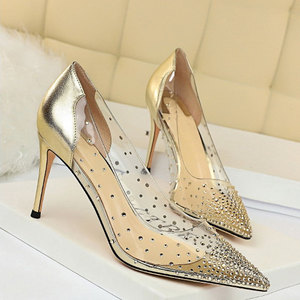 Chaussures à talons pour femmes Xinzirain, personnalisées pour les boîtes de nuit, <span class=keywords><strong>bout</strong></span> <span class=keywords><strong>pointu</strong></span>, dessus transparent, bouche peu profonde, <span class=keywords><strong>talon</strong></span> fin de 8,5 cm, escarpins pour femmes - Product Image 1