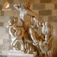 Estatua de Mármol de Laocoon y sus Hijos de MILY, Escultura Clásica de Mármol Blanco Natural, Tamaño Real, en Venta