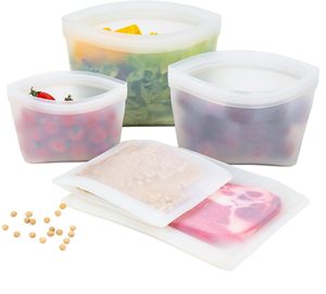Minimalist Kitchen Storage Organizer Ziplock Keeping Flesh Reusable Silicone Food Storage <b>Bags</b> Stand up - Product Image 1