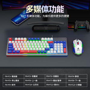 Raiku K98Pro 98-Key Wired <b>RGB</b> Gaming <b>Keyboard</b> Mouse Combo Gasket Mechanical Custom Color-Blocked Design - Product Image 5