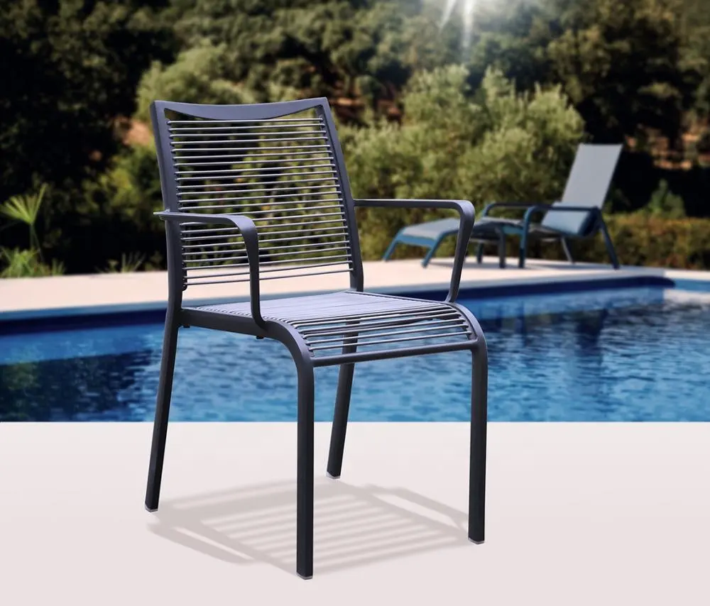 Chaise en lamelles de PVC, siège et dossier, à usage Commercial et Commercial, en aluminium, pour Patio extérieur, salle à manger, pour jardin, qualité et plage, populaire