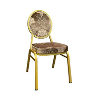 Chaises de salle à manger pliantes en fer à dossier rond, style minimaliste moderne, avec motifs ornés et dossier rembourré doux, pour hôtels, mariages, halls d'entrée