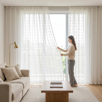 Rideaux transparents jacquard tridimensionnels à pompons de style américain, sur mesure pour lucarne, fixation murale, toutes saisons, pour salon et chambre