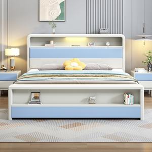 Muebles de Dormitorio para Niños de Alta Calidad en Oferta, Juego de Cama Queen de Madera Maciza, Diseños de Camas Dobles de Madera Tamaño King - Product Image 3