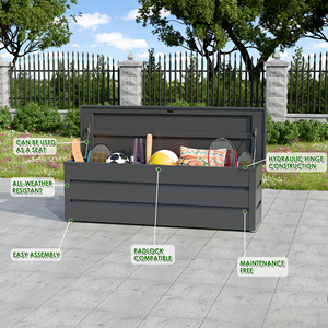 Grande capacità eco-friendly facilmente assemblato multifunzionale impermeabile scatola di immagazzinaggio per esterni con sedile per <span class=keywords><strong>attrezzi</strong></span> da giardino - Product Image 5