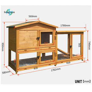 <span class=keywords><strong>Cage</strong></span> d'élevage commerciale moderne en bois à 2 étages pour lapins, avec toit en asphalte gris, pour plusieurs animaux - Product Image 2