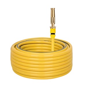 Juego de mangueras para todas las estaciones, manguera de jardín amarilla con boquilla de latón para lavado de autos y uso en exteriores - Product Image 1