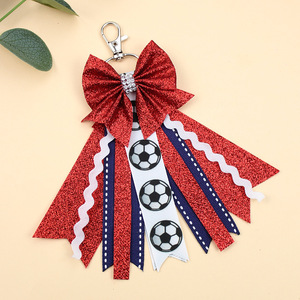 Porte-clés nœud sportif scintillant avec centre en strass, breloque de sac nœud de cheerleading pour les fans de football, basketball, soccer, <span class=keywords><strong>volley</strong></span>-ball - Product Image 4