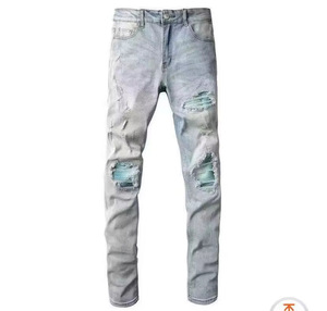 Fournisseur de vêtements HC Fashion, sur mesure uniquement, jeans en toile pour hommes, vintage, délavés, avec surpiqûres, coupe ample, pantalon imperméable - Product Image 1