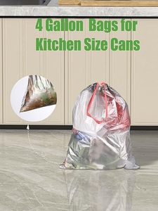 HuamaohengchunUltra Strong <b>Drawstring</b> Trash <b>Bags</b>,4 Gallon,Fragrance Free,<b>Small</b> Garbage <b>Bags</b> 30 pcs Grey - Product Image 5