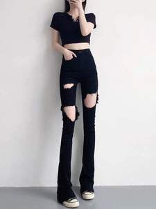 Vente chaude femmes été décontracté <span class=keywords><strong>taille</strong></span> haute jean droit XL <span class=keywords><strong>taille</strong></span> respirant 3D haute rue modeste couleur unie teinture lavable - Product Image 3