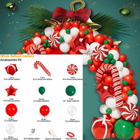 Kit d'arc de guirlande de ballons de Noël Offre Spéciale boîte-cadeau ballons en latex de canne à sucre rouge vert blanc pour décorations de fête de Noël