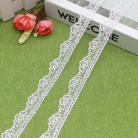 Dentelle florale blanche fine de 1,8 cm pour robes, vêtements, accessoires de couture