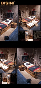 <span class=keywords><strong>Lit</strong></span> de pirate en bois de couleur marron de style moderne, <span class=keywords><strong>lit</strong></span> de prince adorable avec armoire de rangement - Product Image 4