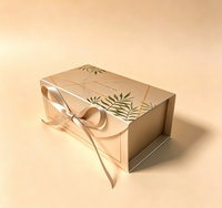 Boîte cadeau personnalisée en papier métallisé botanique avec ruban en satin, boîte d'emballage pour bonbons et chocolats pour mariage, souvenir de fête d'anniversaire