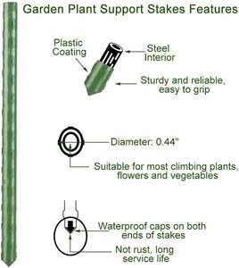 Supporti da Giardino in Acciaio e Plastica, Robusti Pali per <span class=keywords><strong>Piante</strong></span> di Pomodori e Ortaggi - Product Image 6