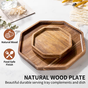 Mini <span class=keywords><strong>Plateau</strong></span> de Service Octogonal en Bois d'Acacia Écologique, Planche à Charcuterie en Bois pour Légumes, Fruits et Fromages - Product Image 2