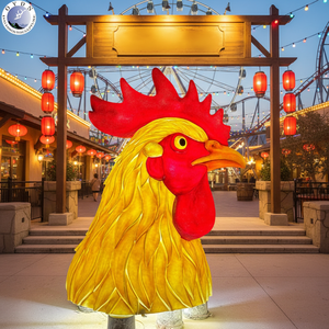 Estatua de <span class=keywords><strong>Gallo</strong></span> Pintada a Mano, de Fibra de Vidrio, para Exteriores, Directo de Fábrica, para Exhibición Comercial - Product Image 2
