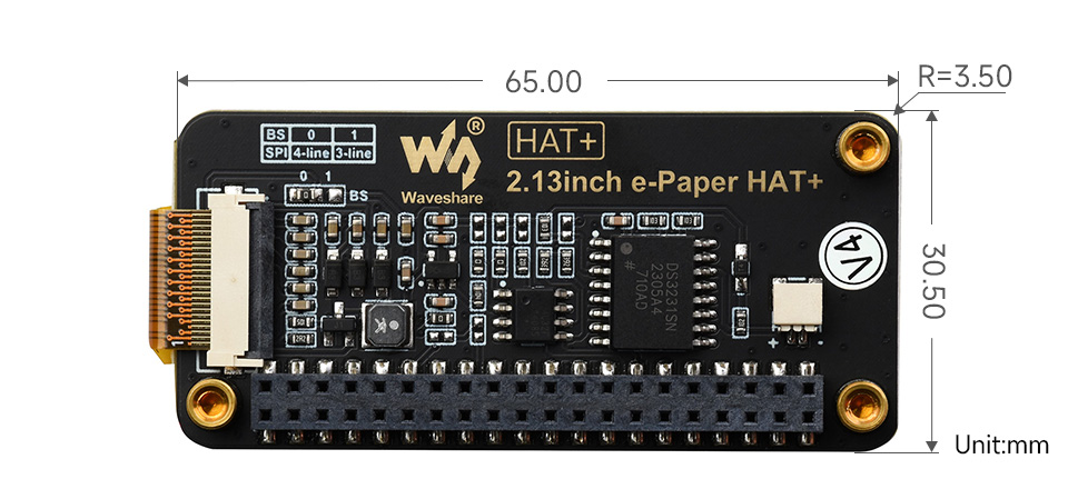 2.13インチ電子ペーパーHAT + Waveshareラズベリーパイ用ゼロ/ゼロW 5