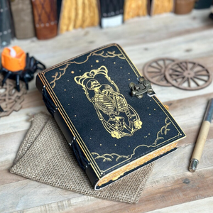 Carnet de Tarot en Cuir Imprimé pour Amoureux des Squelettes, Mini Livre de Sortilèges de Sorcière Écologique, Planificateur, Couverture de Crayon Gaufrée, Journal Gothique, Cadeau - Product Image 2