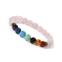 Bracelet en pierres semi-précieuses 7 chakras, cristaux naturels pour la guérison, yoga, soulagement du stress, Reiki, extensible, personnalisable, durable