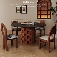 Table à manger vintage en bois massif, style Wabi-Sabi du milieu du siècle, fonction rotative, haut de gamme, pour petit appartement ou restaurant