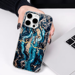 Custodia Trasparente in TPU con Motivo Marmo Blu Nero <span class=keywords><strong>Oro</strong></span> di Lusso, <span class=keywords><strong>Cover</strong></span> Antiurto con Arte Fluida Astratta per <span class=keywords><strong>iPhone</strong></span> 17 16 15 14 13 Pro Max - Product Image 2