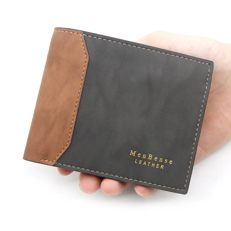 Full smooth pu leather wallet coin pocket money clip men's purse men wallet