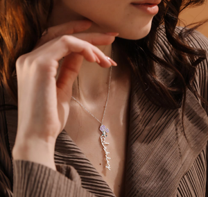 Nuevo estilo, simplicidad, flor de <span class=keywords><strong>nacimiento</strong></span> de acero inoxidable, hecho a mano mes de <span class=keywords><strong>nacimiento</strong></span>, collar con nombre personalizado para mujer - Product Image 4