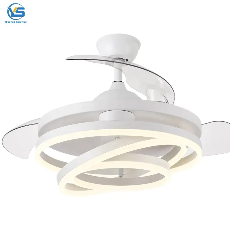 Unique Modern White Ceiling Fan with Light for Bedroom Fan Lamp 72w Led Ceiling Fans Light and Remote Control 3 Colors Dimmable