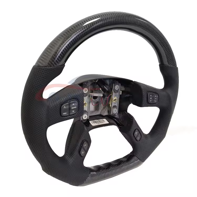 For Chevrolet Silverado Hummer H2 Carbon Fiber Leather Steering Wheel ...