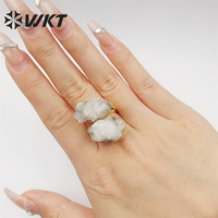 WKT – bague en quartz Druzy blanc naturel plaqué or 18k pour femme, nouveau matériau, mode tendance, énergie, géode, Agate, pierre, WT-R461