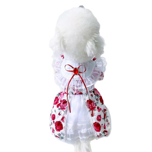 Summer Princess Dress For <b>Small</b> Dogs Rose Lace Breathable Pet Skirt Bichon <b>Teddy</b> Outfit - Product Image 5