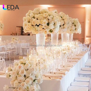Jarrón de Flores Alto de Vidrio Transparente de Alta Calidad LEDA, Centro de Mesa para Bodas, Decoración para Eventos - Product Image 6