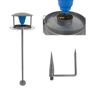 Comedero para <span class=keywords><strong>Pájaros</strong></span> JH-Mech con Poste y Recipiente de Silicona, Atrae Aves Silvestres, Comedero de Metal Resistente con Recubrimiento de Polvo Gris - Product Image 6