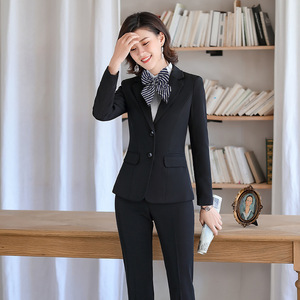 Women's Professional Suit Jacket Navy Blue Wool Blend Anti-Wrinkle Business Wear For Office Commute - Product Image 4