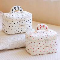 Mini trousse de maquillage en forme de cœur pour femme, sac de rangement mignon pour maquillage, trousse de toilette portable de grande capacité pour voyage