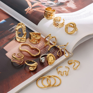 Irregular Open Ring Set For Women Geometric Shape Stainless Steel Light Luxury Jewelry Gift Fashion Rings - Product Image 2