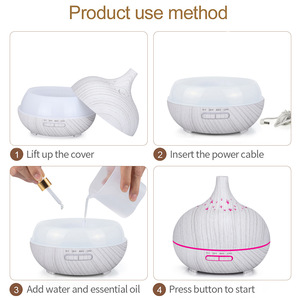 Diffuseur d'arômes YX-158, grain de bois blanc, humidificateur électrique 0,5 L avec fonction de minuterie pour usage domestique - Product Image 5